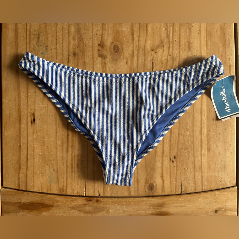 Cabana Del sol Striped Blue and White Bikini Bottom